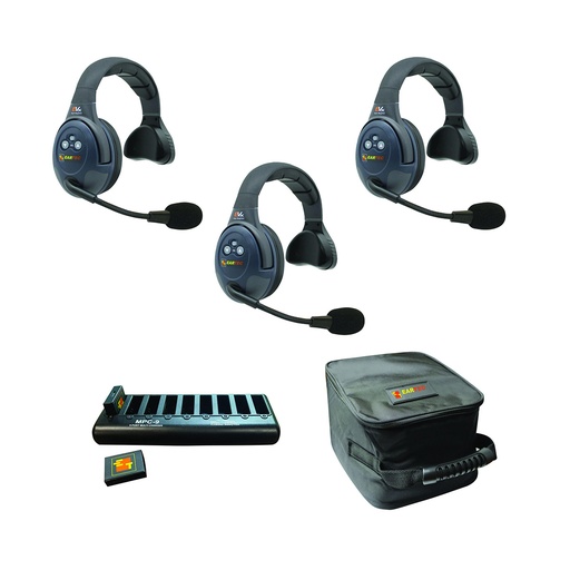 [EVX3S] Eartec EVADE EVXSM 3 Person Single Headset Kit (Batteries, Charger, Case Included)